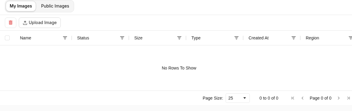 My Images tab with Upload Image